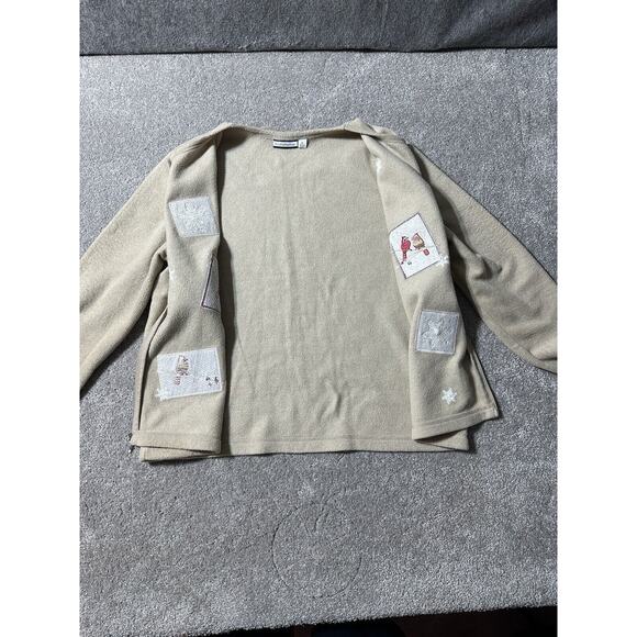 Vtg Womens XL Sweater Zip Snowflakes Cardinals Birds Cozy Winter Cottagecore - Picture 5 of 11